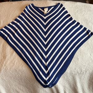 Chico's Navy and Cream Striped Knit Top